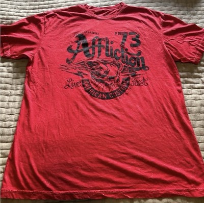 Affliction Live Fast American Customs Red Graphic T-Shirt Size 2XL