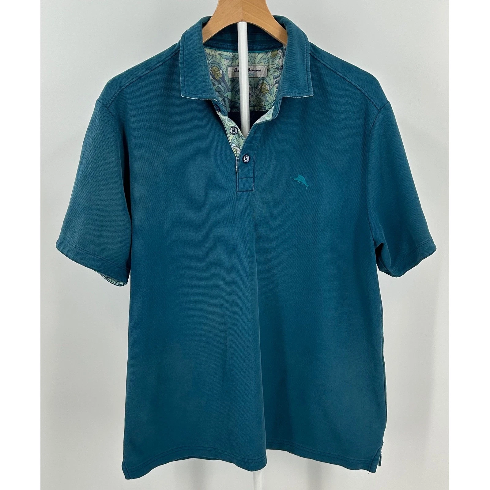 Tommy Bahama IslandZone Polo Shirt Mens Large Teal Blue Supima Cotton Blend L