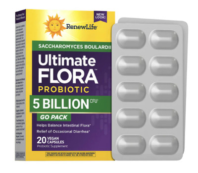 Ultimate Flora Saccaromyces Boulardii Probiotic 20 Count Go Pack| by Renew Life