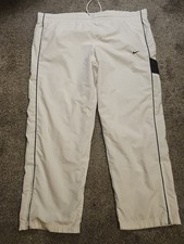 2xL Vintage Nike White Nylon Track Pants Mens Zip Ankle