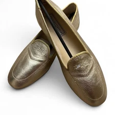 DANIEL GREEN WOMEN'S MEG GOLD COLOR LEATHER SLIP-ON SLIPPERS SIZE 8 N