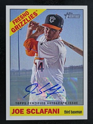 2015 Topps Heritage Minor League #ROA-185 Joe Sclafani Auto Real One Fresno