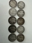 Lot of 10 Silver Barber Quarters 1898-1915 Full Dates Various Condition
