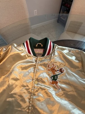Retro Milwaukee Bucks Mitchell & Ness Hardwood Classic Winter Bomber - Gold