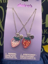 BRAND NEW - Claire's Best Friends Necklaces set of 2 Pink  Red Strawberry
