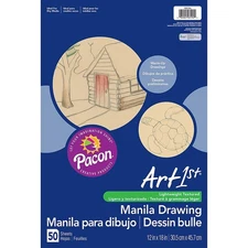 Art1st Drawing Paper, Manila, Standard Weight, 12" x 18", 50 Sheets