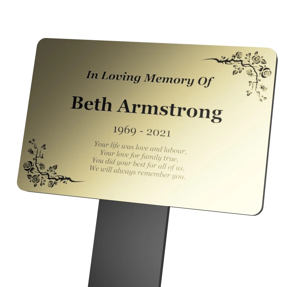 Gold Personalised Memorial Stake Acrylic Grave Marker Plaque 230x140mm - Image 2 of 3