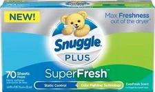 Snuggle Plus SuperFresh EverFresh Scent Dryer Sheets Fabric Softener