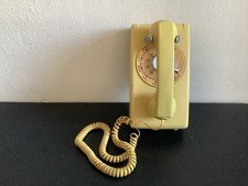 Vintage 1979 Western Electric 554 Wall Phone Yellow Rotary Dial Bell System MCM