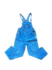 VTG 90s No Excuses Womens Medium Denim Blue Jean Bib Overalls Cargo Carpenter