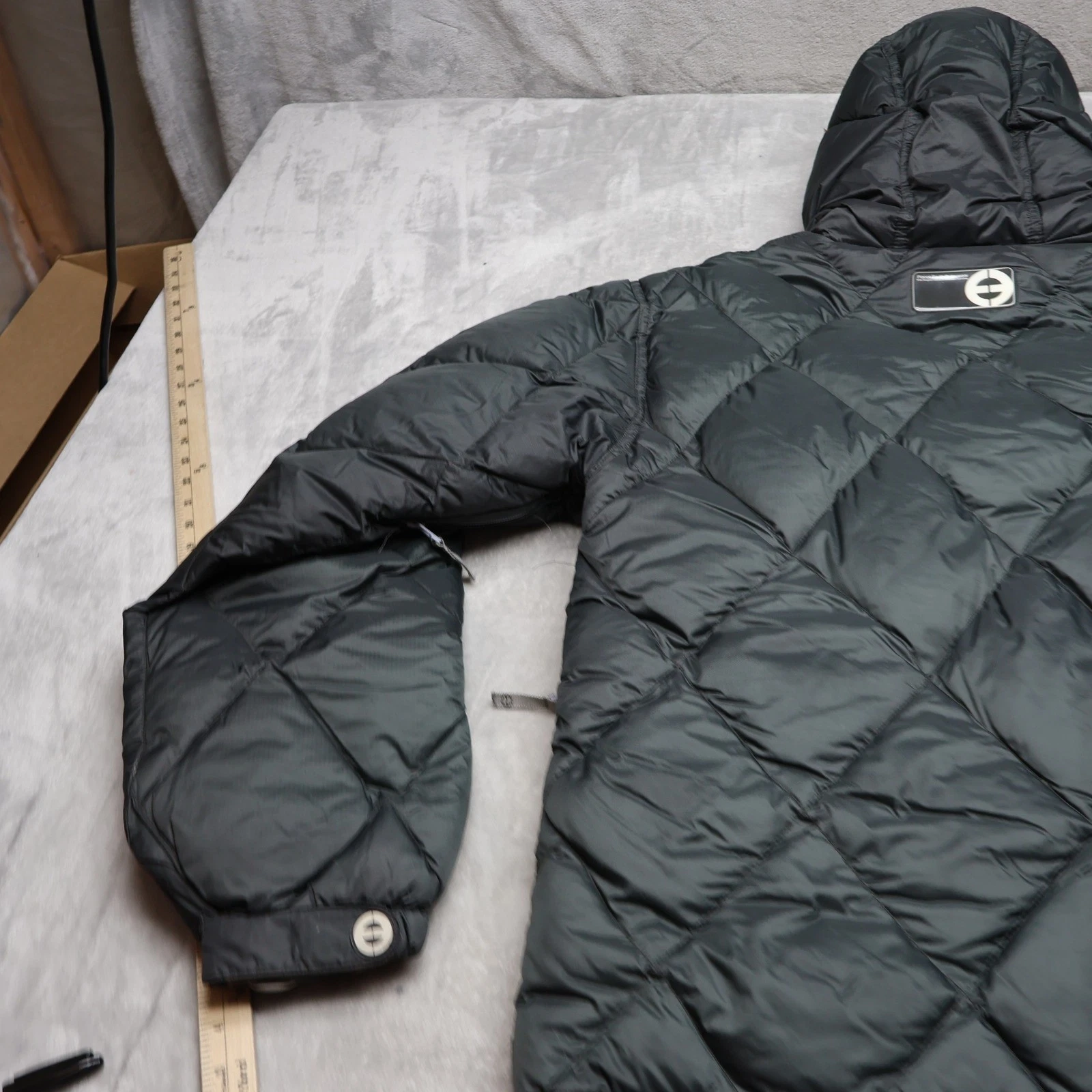 Planet Earth Down Jacket Mens Medium Blue Insulated Quilted Pit Zip Puffer VTG - product detail image 13