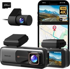 BOTSLAB 4K Dashcam vorne und hinten mit 2K Rückfahrkamera, Nachtsicht, GPS, WLAN,