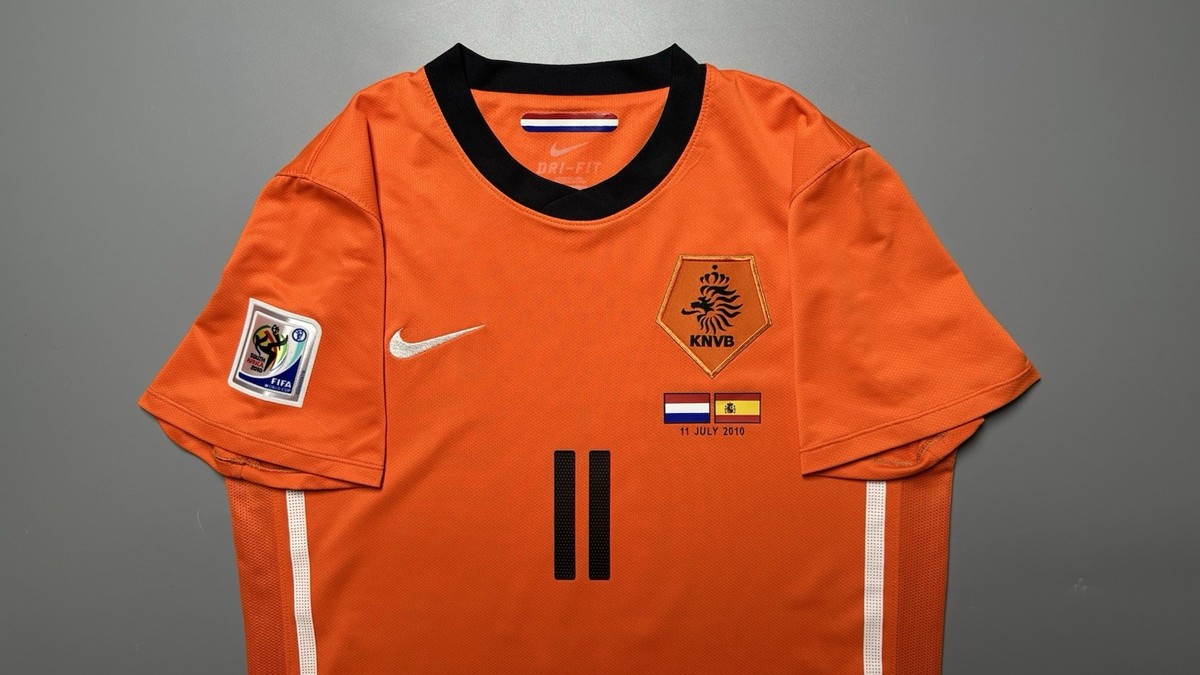 NETHERLANDS NIKE 2010 WORLD CUP SOCCER JERSEY #11 ROBBEN SIZE “M