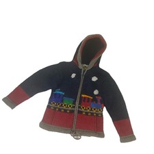Earth Ragz Youth Medium Wool Blend Full Zip Sweater Hood Ecuador Train Washable