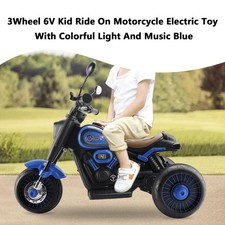 3 Wheels 6V Kid Ride On Motorcycle Electric Toy W/ Colorful Light And Music Blue