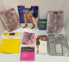 VTG Hosiery Lot 9 Pantyhose Hanes L eggs Silkies Knee Highs Mixed Sizes NOS