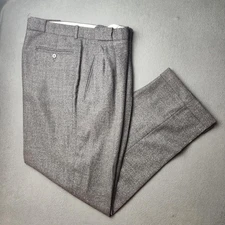 Zanella Pants Mens 36x32 Gray Pleated Cuffed Dress Slacks Trousers Made in Italy