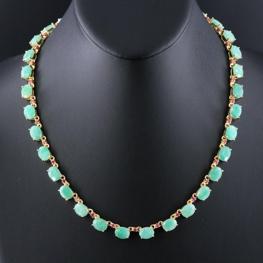 Sterling Emerald and Ruby Necklace - image 1