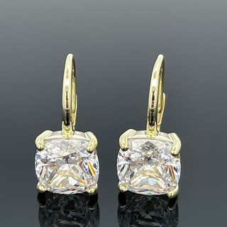 OHRBOUTONS 925/ SILBER GELBGOLDPLATTIERT MIT ZIRKONIA SCHMUCKJAGD