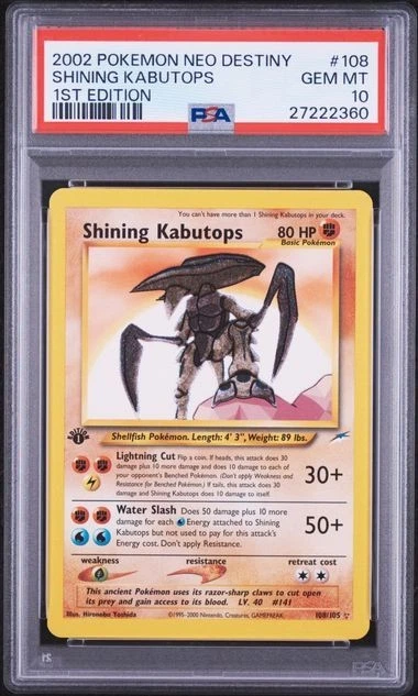 2002 Pokemon Neo Destiny 1st Edition Shining Kabutops #108 💎💎