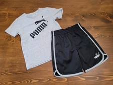 Boys PUMA Active Set Size 6 Shorts  Tee 2 Piece Set Gray Black