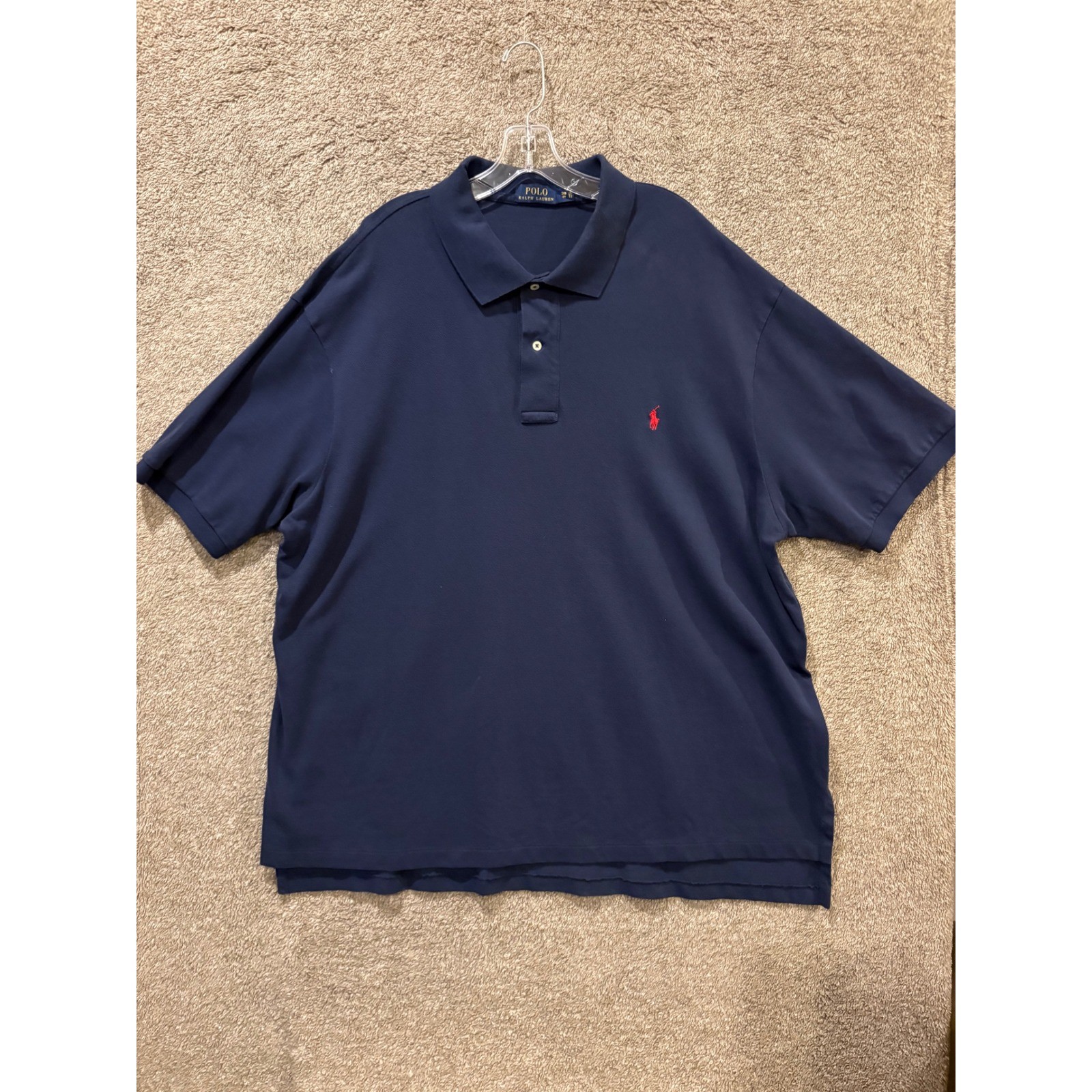 Polo Ralph Lauren Mens 3XB Navy Blue Cotton Pique Short Sleeve Polo Shirt