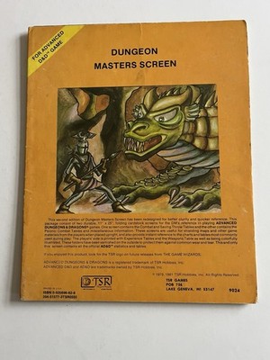 Advanced Dungeons and Dragons Dungeon Masters Screen TSR 1981