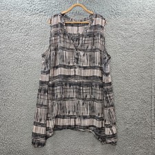 Moda Womens Tunic Dress Plus Size 26 Black Beige Sheer Sleeveless V-Neck