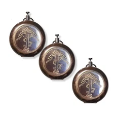 Set of 3 Handmade Brass Pocket Compasses with Lids – Vintage Style