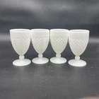 Vintage White Hobnail Milk Glass Goblets Set of 4 Footed Wine Water Tea Glasses