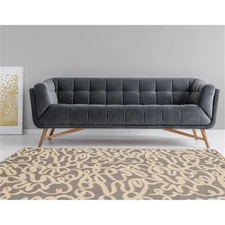 Riverbay Furniture Transitional Polypropylene 4'3"x7'3" Rug in Gray and Bone
