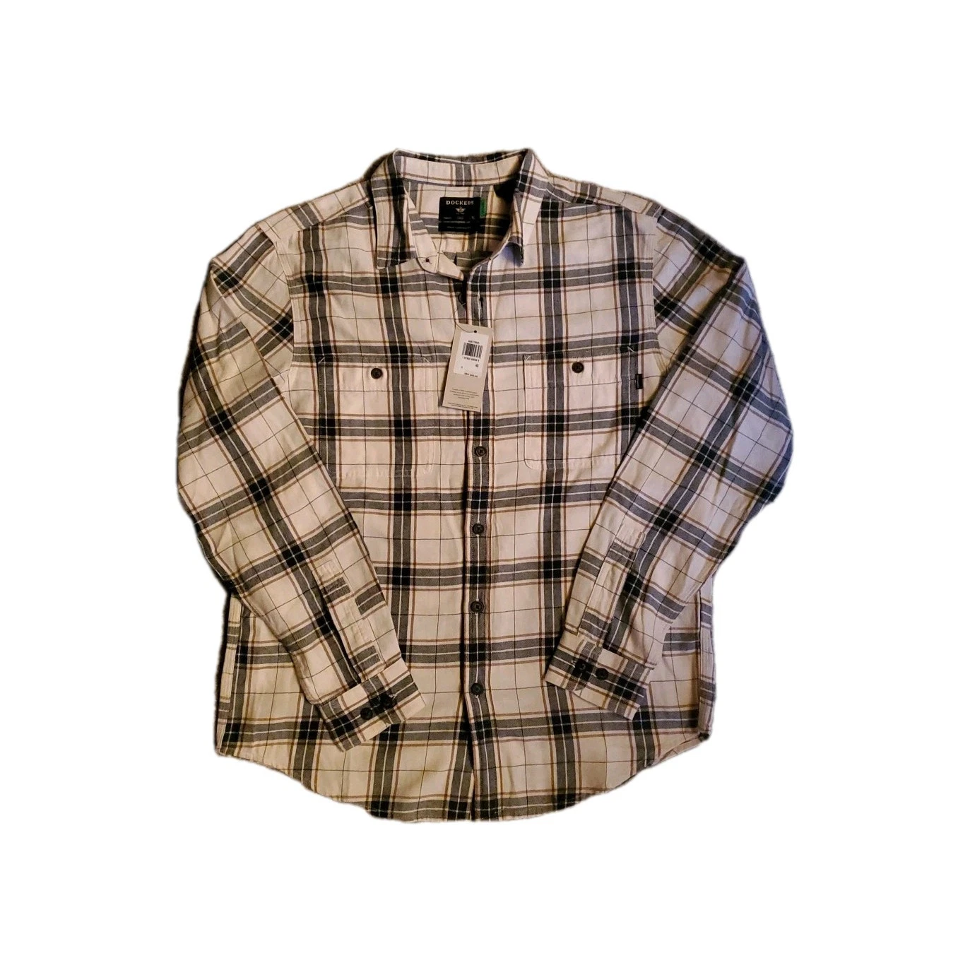 Dockers Regular Fit Long Sleeve Plaid Work Shirt Men's Size M NWT A08770059