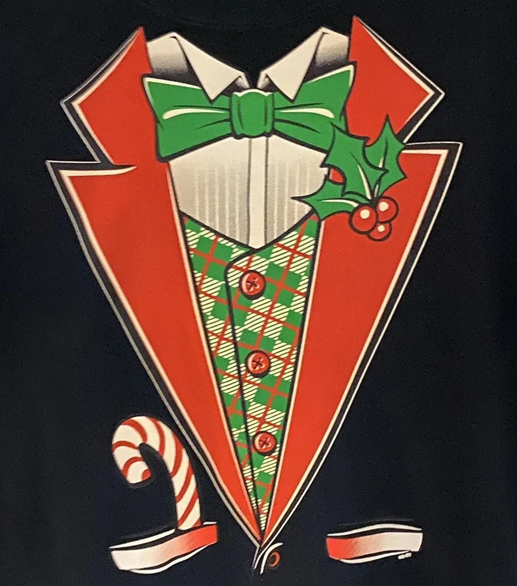 NEW mens tuxedo tshirt size M Black Holiday Christmas party short sleeve shirt - product detail image 9
