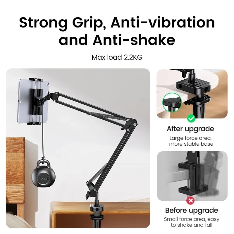 UGREEN Tablet Phone Holder Long Arm Aluminum Adjustable Stand For iPad Samsung - Image 3 of 4