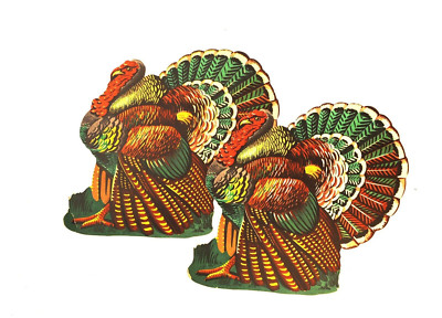 TWO 1950 s VINTAGE DENNISON? DIE-CUT  TURKEYS