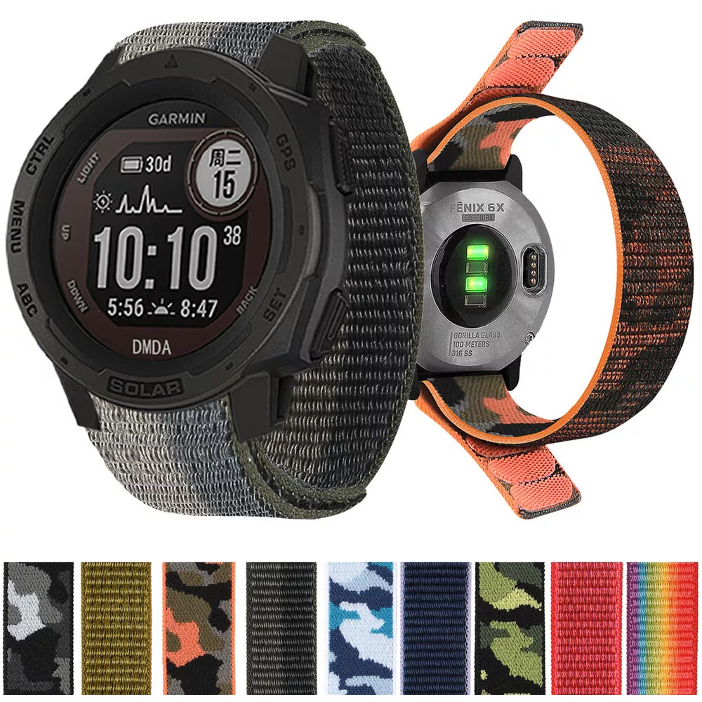 Correa De Nailon Para Reloj Garmin Fenix ​​7/6 Pro/5/5 Plus (22 Mm, Color  Negro)