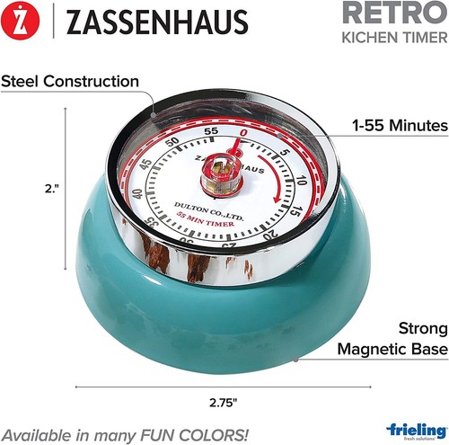 Zassenhaus Magnetic Retro 60 Minute Kitchen Timer, 2.75-Inch - Picture 2 of 4