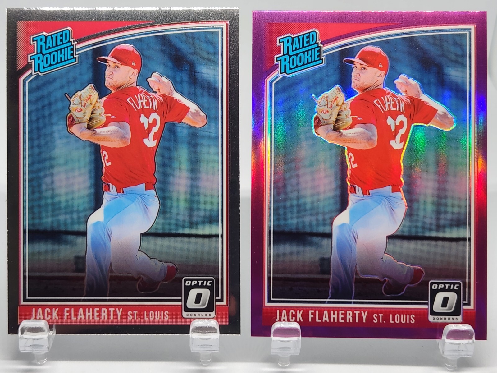 Jack Flaherty RC 2018 Donruss Optic Purple 2018 Donruss Optic 2 Card Lot 