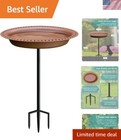 New ListingExtra-Large Oblong Birdbath with Durable Metal Stake & Detachable Feeder
