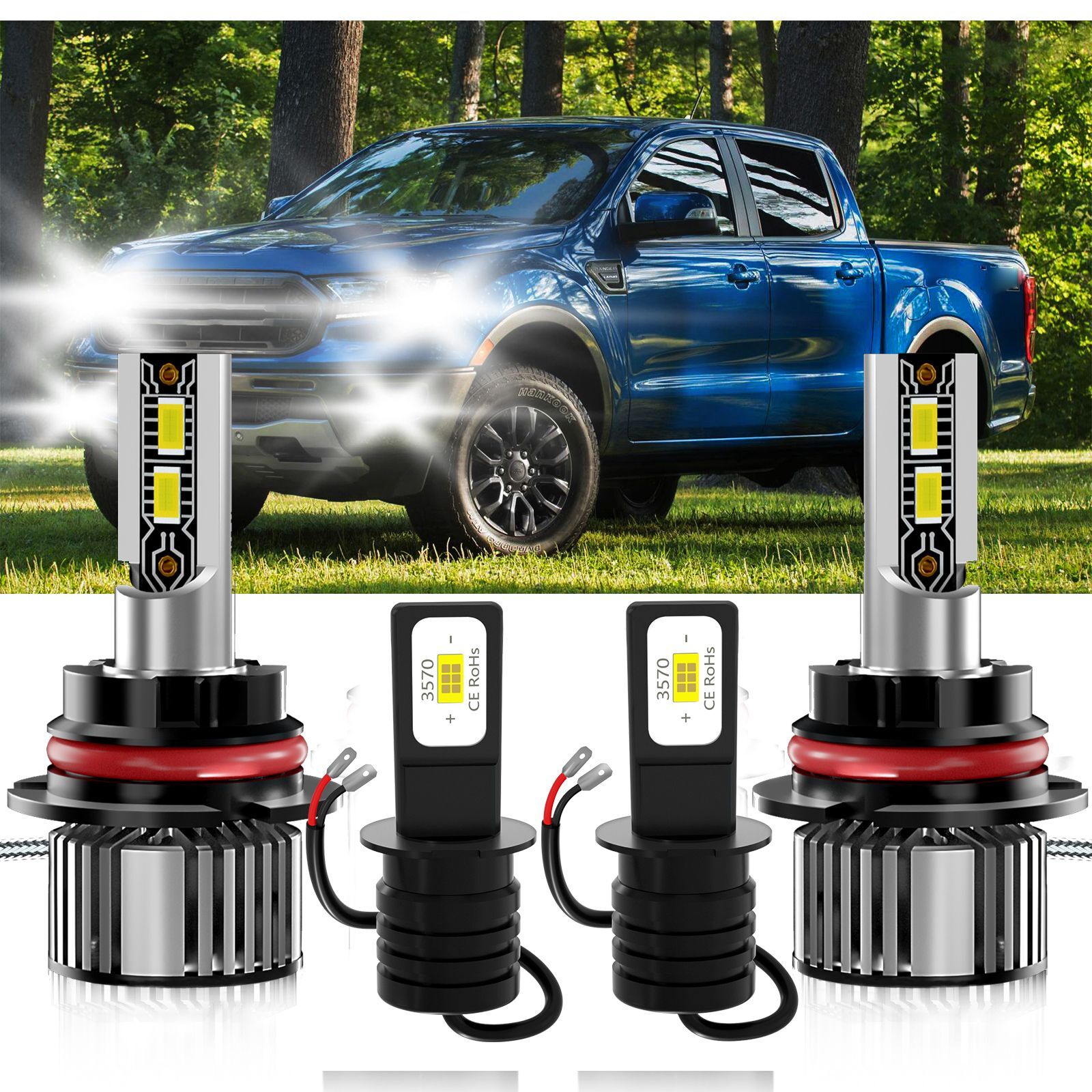 LED Headlight Hi/Low + Fog Light Bulbs Super bright For Ford Ranger 1997-1997