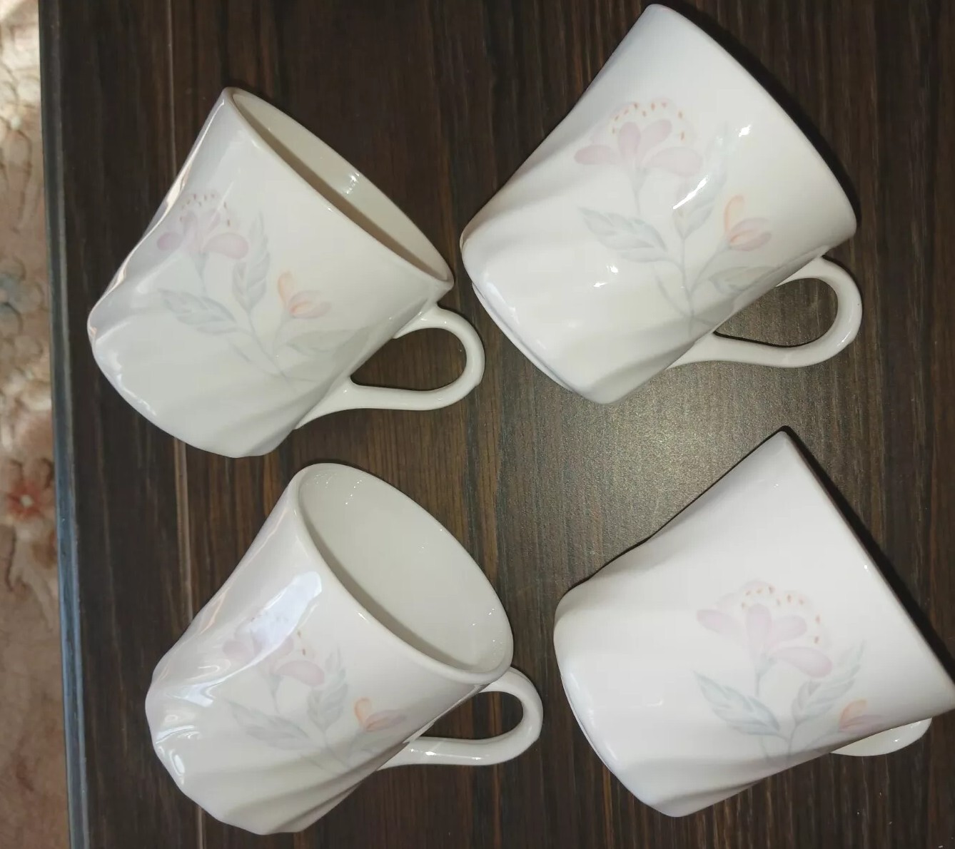 Set Of 4 Corning Corelle PINK TRIO Coffee Tea Cup Mug 31/2" No Chips