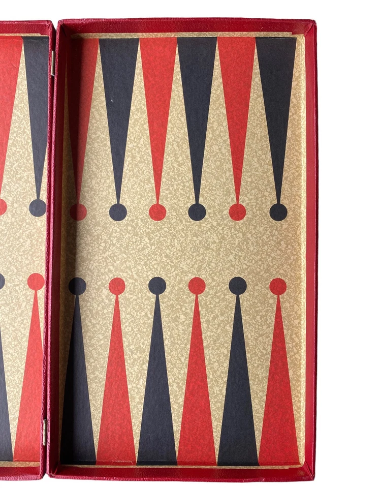 Cardinal Backgammon Case Only Red Black MCM Vintage Board Game - Image 4 of 4