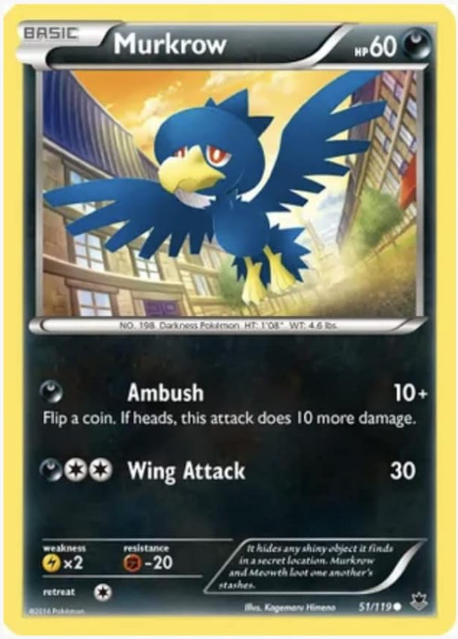 Pokemon -  Murkrow - 51/119 - XY - Phantom Forces - Reverse Holo - NM/M - New