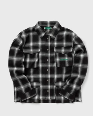 C est Bon Black White Plaid Core Flannel Shirt Size L Large STREETWEAR BRAND NEW