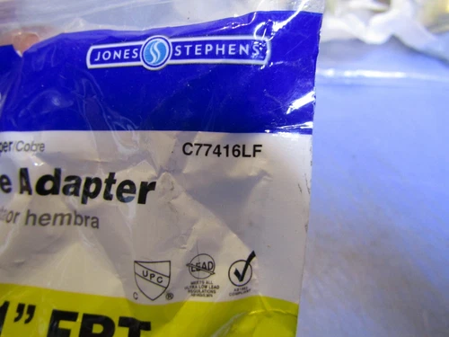 1 – Jones Stephens C77416LF 1" x 1" FPT PlumBite Push On Adapter Brass. NEW - Picture 3 of 8