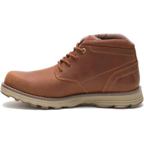 Caterpillar Mens Waterproof Ankle Boots Cat Elude Leather Brown Wide