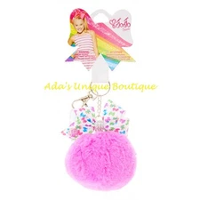 JoJo Siwa Purple Pom Pom Keychain Bow Hair Bow Plush Key Ring Clip Key Chain