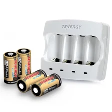 TENERGY RECHARGEABLE RCR123A BATTERIES + ARLO CHARGER. 34154. NEW