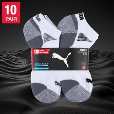 Puma Men's No Show Low Cut Socks 10 Pair White or Black
