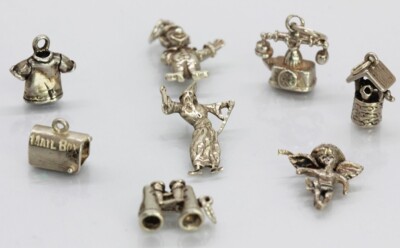 Solid Sterling Silver Hand Made Vintage Household Theme Charms 